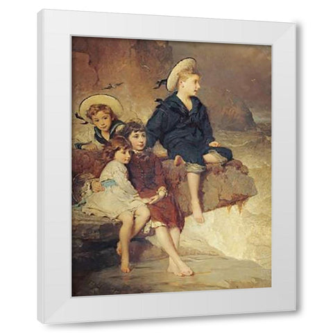 The Children of Sir H. Hussey Vivian White Modern Wood Framed Art Print by Hicks, George Elgar