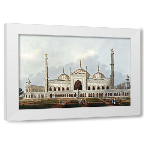 Mosque at Lucknow White Modern Wood Framed Art Print by Hill, J.