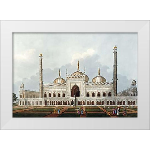 Mosque at Lucknow White Modern Wood Framed Art Print by Hill, J.