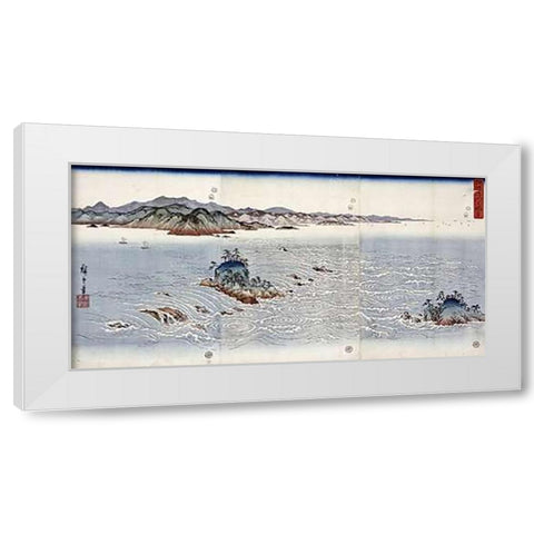Whirlpools at Naruto In Awa Province White Modern Wood Framed Art Print by Hiroshige