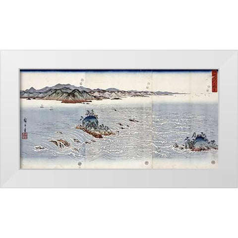 Whirlpools at Naruto In Awa Province White Modern Wood Framed Art Print by Hiroshige