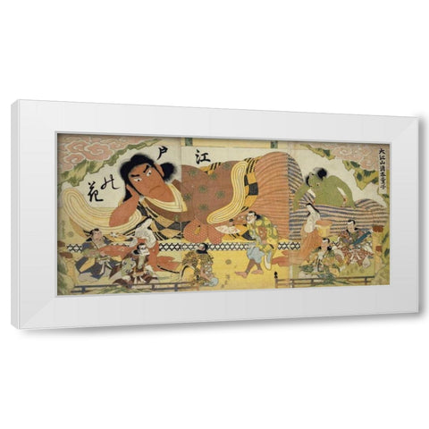 Flower of Edo White Modern Wood Framed Art Print by Hiroshige