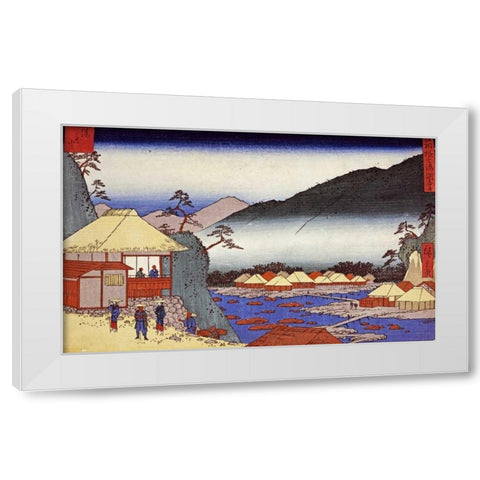 Seven Hot Springs at Hakone White Modern Wood Framed Art Print by Hiroshige