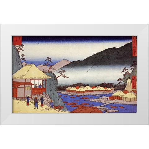Seven Hot Springs at Hakone White Modern Wood Framed Art Print by Hiroshige
