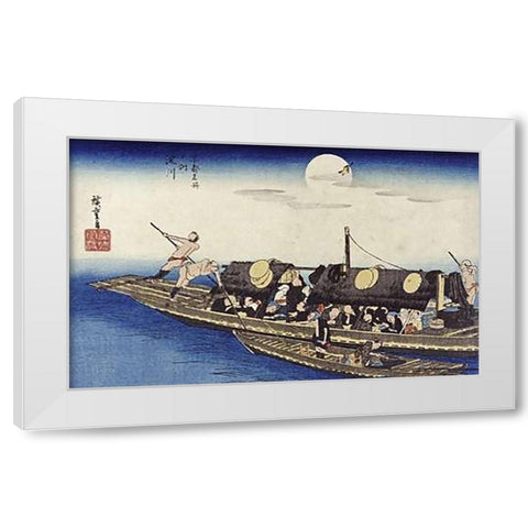 Yodo River White Modern Wood Framed Art Print by Hiroshige