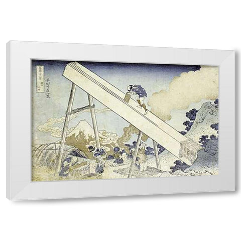 In The Totomi Mountains White Modern Wood Framed Art Print by Hokusai