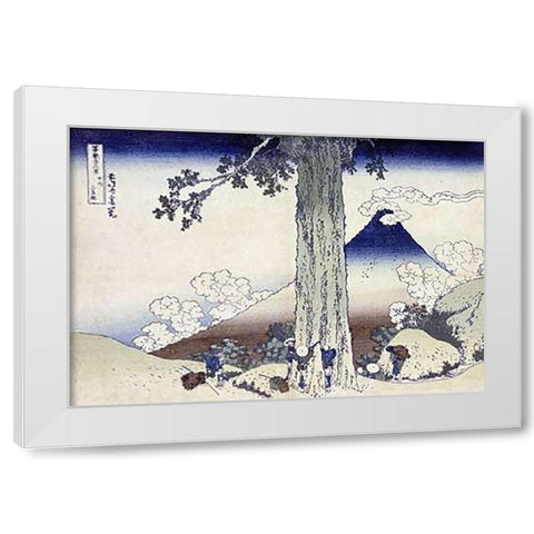 Mishima Pass In Kai Province White Modern Wood Framed Art Print by Hokusai