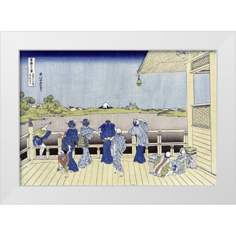 Sazai Hall of Five-Hundred-Rakan Temple White Modern Wood Framed Art Print by Hokusai