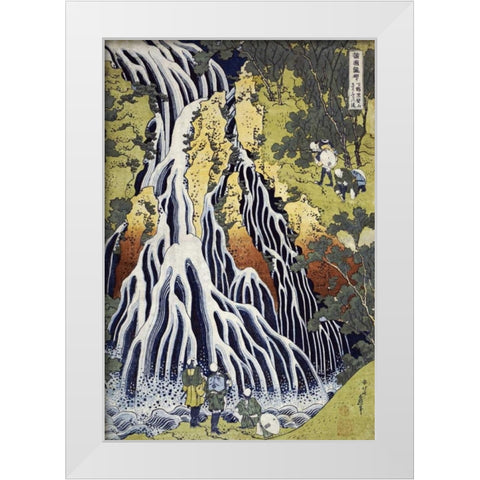 The Kirifuri Waterfall White Modern Wood Framed Art Print by Hokusai