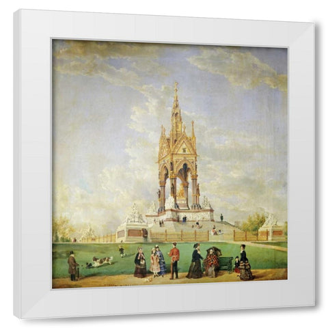 The Albert Memorial, London White Modern Wood Framed Art Print by Holt, Edwin Frederick