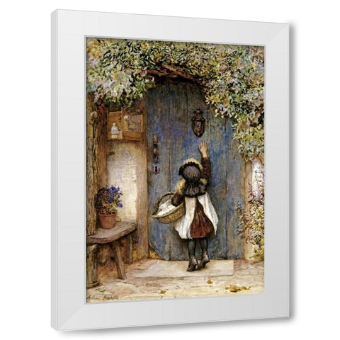 The Visitor White Modern Wood Framed Art Print by Hopkins, Arthur