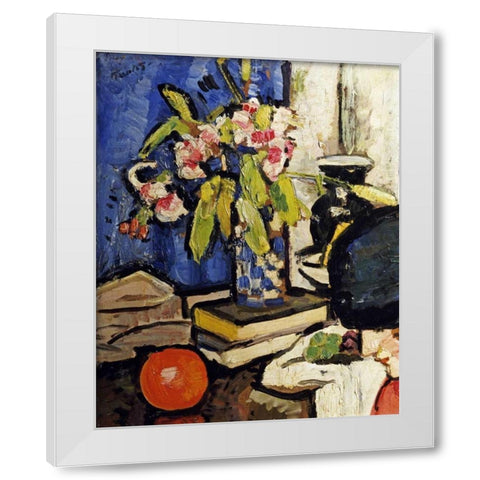 The Black Hat White Modern Wood Framed Art Print by Hunter, George Leslie