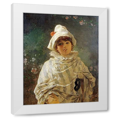 The Columbine White Modern Wood Framed Art Print by Induno, Gerolamo