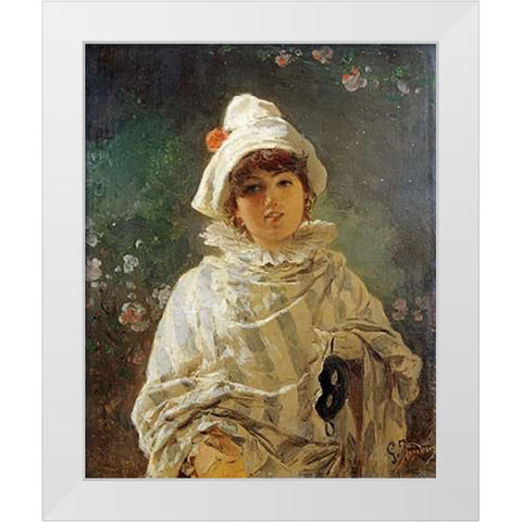 The Columbine White Modern Wood Framed Art Print by Induno, Gerolamo