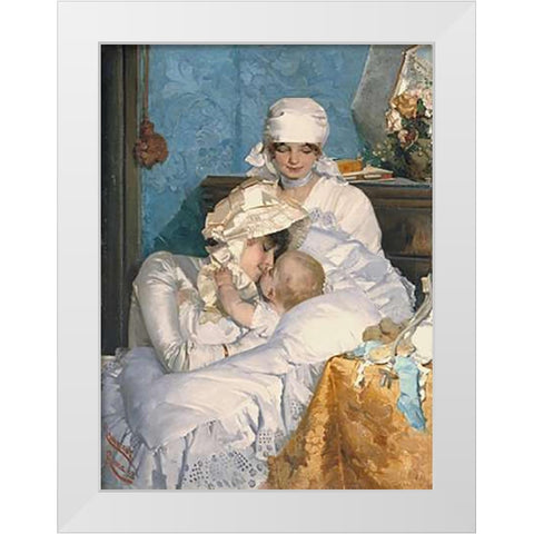 Motherly Love White Modern Wood Framed Art Print by Innocent, Ferenc
