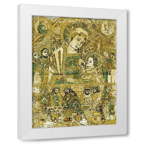 The Madonna and Child Enthroned White Modern Wood Framed Art Print by Italian School
