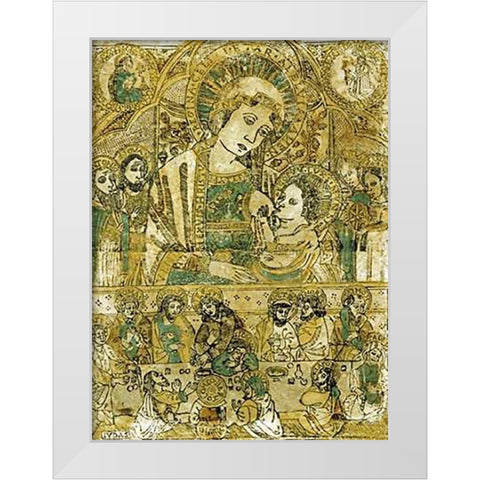The Madonna and Child Enthroned White Modern Wood Framed Art Print by Italian School