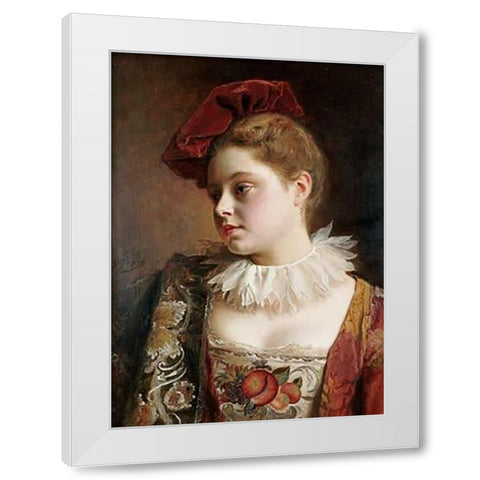 La Tocque Rouge White Modern Wood Framed Art Print by Jacquet, Jean Gustave