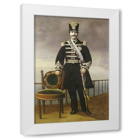 Portrait of Nasir Al-Din Shah Qajar White Modern Wood Framed Art Print by JaFar