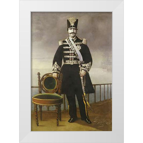 Portrait of Nasir Al-Din Shah Qajar White Modern Wood Framed Art Print by JaFar