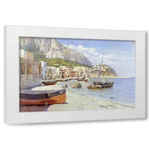 Marina Grande, Capri White Modern Wood Framed Art Print by Jerichau, Holgar Hvitfeld
