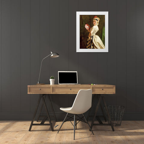 The Flirt White Modern Wood Framed Art Print by Johnston, Alexander