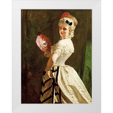 The Flirt White Modern Wood Framed Art Print by Johnston, Alexander