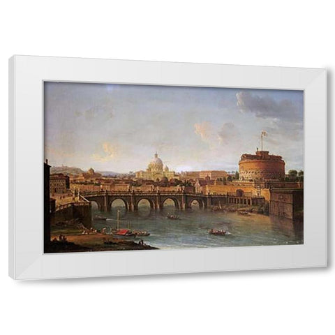 Castel Santangelo White Modern Wood Framed Art Print by Joli, Antonio