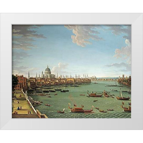 The Thames From The Terrace of Somerset House White Modern Wood Framed Art Print by Joli, Antonio
