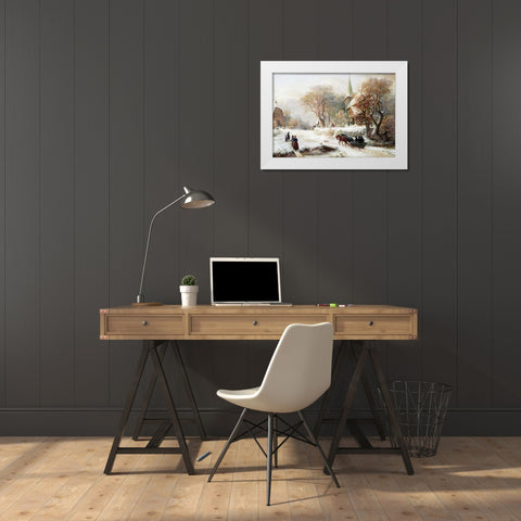 Going To Church White Modern Wood Framed Art Print by Kauffmann, Hermann