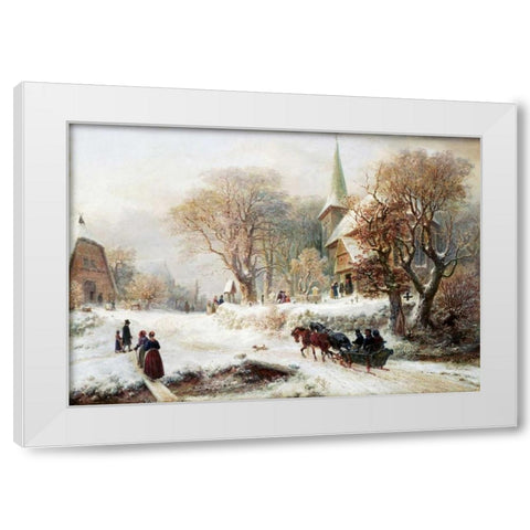 Going To Church White Modern Wood Framed Art Print by Kauffmann, Hermann