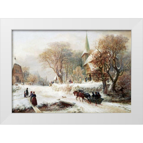 Going To Church White Modern Wood Framed Art Print by Kauffmann, Hermann