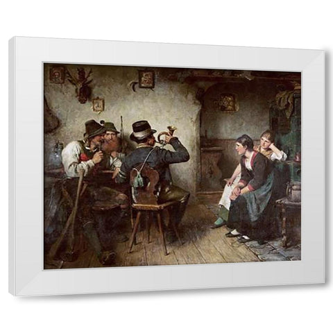 Vintagetillion Im Wirtshaus White Modern Wood Framed Art Print by Kauffmann, Hugo