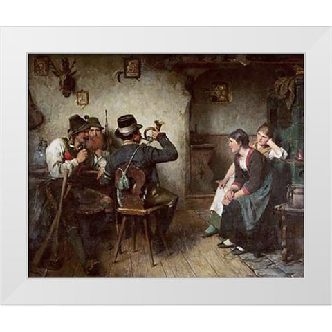 Vintagetillion Im Wirtshaus White Modern Wood Framed Art Print by Kauffmann, Hugo