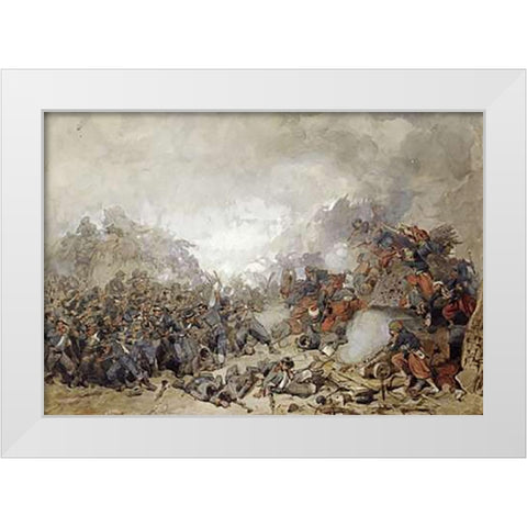 Storming of Malakoff White Modern Wood Framed Art Print by Keene, Charles Samuel