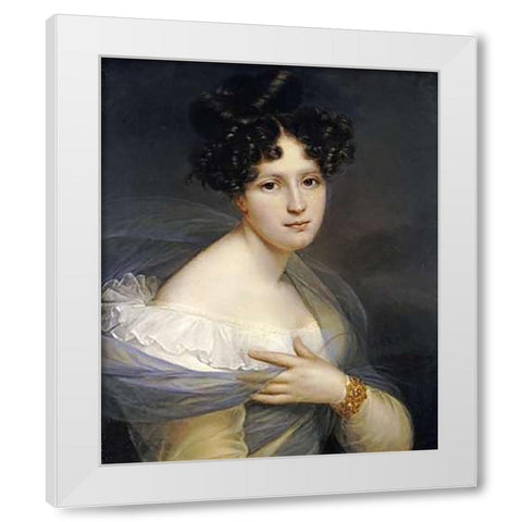 Portrait of a Lady White Modern Wood Framed Art Print by Kinson, Francois Joseph