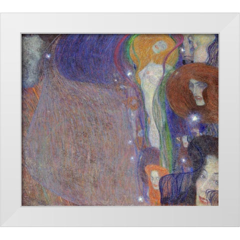 Irrlichter - Will-O-The Wisps White Modern Wood Framed Art Print by Klimt, Gustav