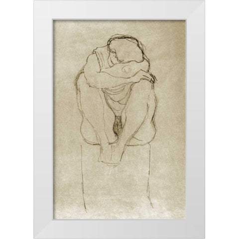 Seated Woman White Modern Wood Framed Art Print by Klimt, Gustav