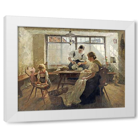 Coffee Break White Modern Wood Framed Art Print by Koester, Alexander Max