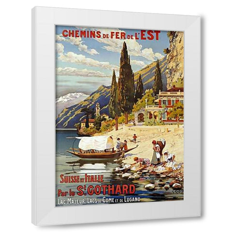 Suisse Et Italie Par Le St Gothard White Modern Wood Framed Art Print by Krallt, G.