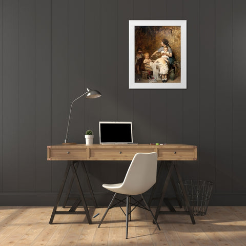 Saturday Night White Modern Wood Framed Art Print by Laeverenz, Gustav