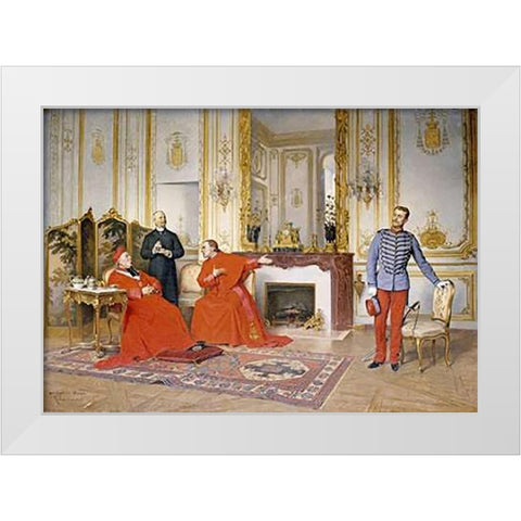 The Dispute White Modern Wood Framed Art Print by Laissement, Henri Adolphe