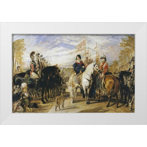 Queen Victoria and The Duke of Wellington White Modern Wood Framed Art Print by Landseer, Sir Edwin