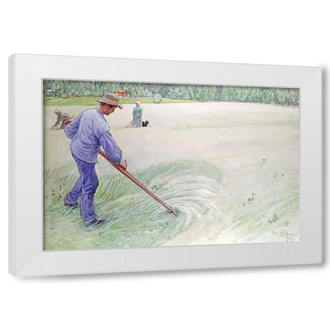 Harvesters White Modern Wood Framed Art Print by Larsson, Carl