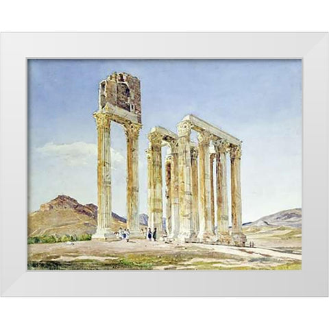 The Temple of Olympian Zeus, Athens White Modern Wood Framed Art Print by Lavezzari, A.