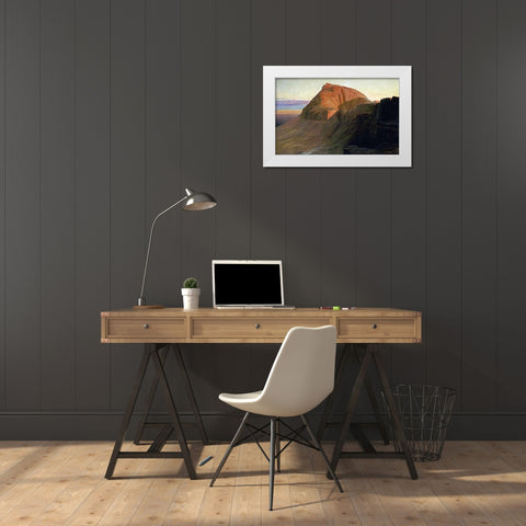 Masada On The Dead Sea White Modern Wood Framed Art Print by Lear, Edward