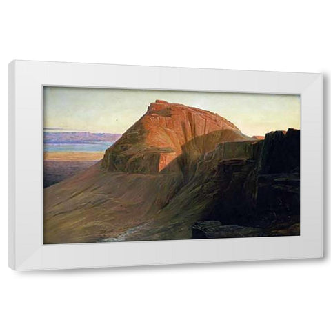 Masada On The Dead Sea White Modern Wood Framed Art Print by Lear, Edward