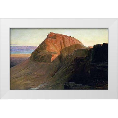Masada On The Dead Sea White Modern Wood Framed Art Print by Lear, Edward