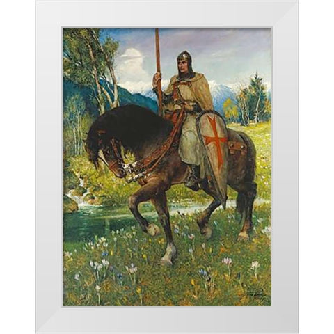 Parsifal In Quest of The Holy Grail White Modern Wood Framed Art Print by Leeke, Ferdinand