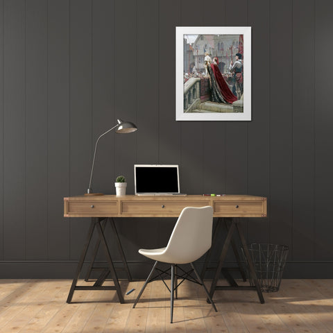 A Little Prince Likely In Time To Bless a Royal Throne White Modern Wood Framed Art Print by Leighton, Edmund Blair